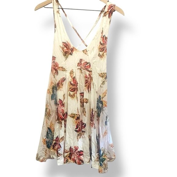Free People Thought I Was Dreamin Boho Floral Mesh Strappy Back Mini Dress XS - Picture 3 of 15